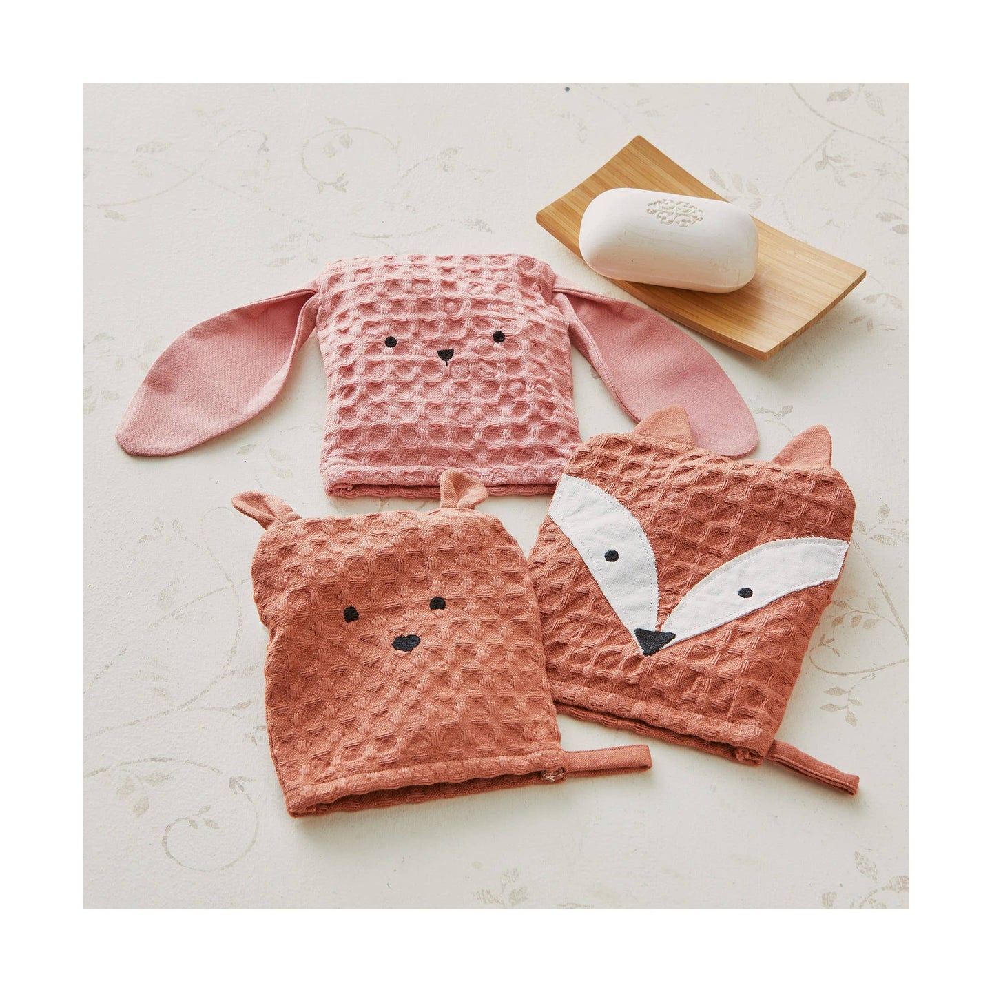 Bear Waffle Weave Bath Mitt